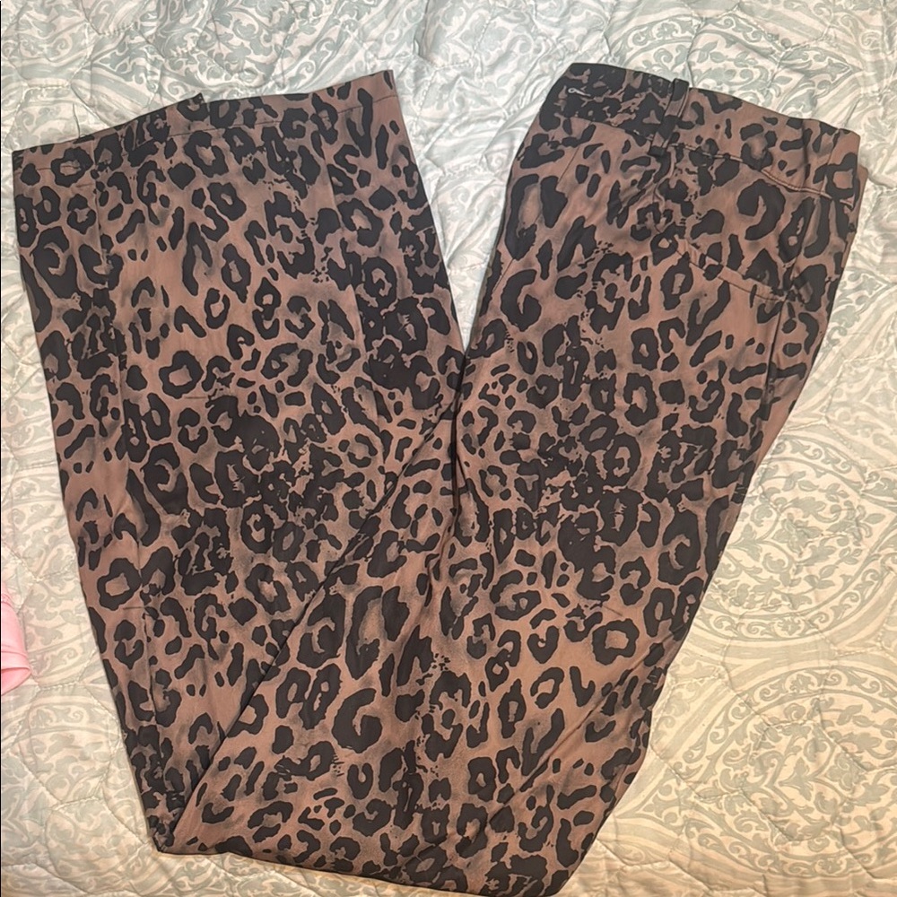 SHEIN Leopard Print Wide Leg Pants - Brown and Black